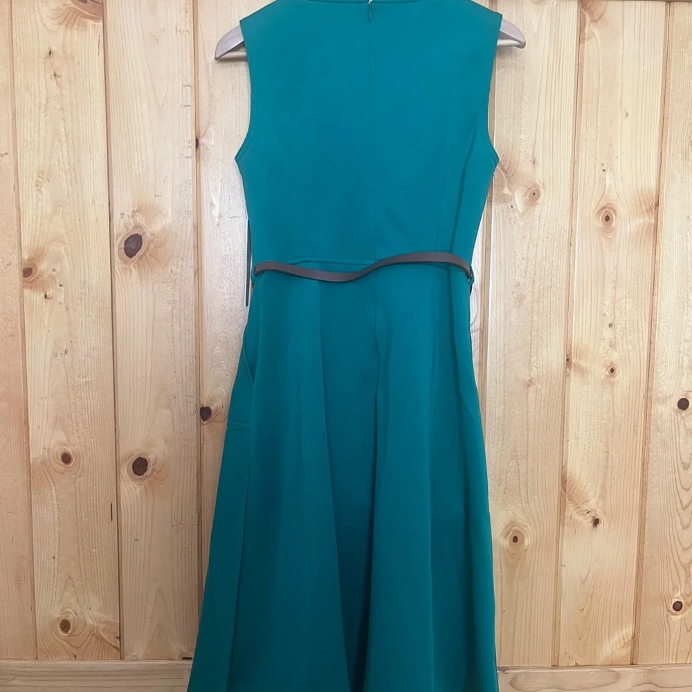 NWT Calvin Klein Midi Sleeveless Scuba Dress with Belt Sz 10 - Picture 8 of 10